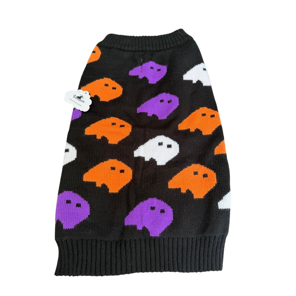 Halloween Knit Dog Sweater Size XL Ghosts Acrylic Holiday Colorful Warm NWT